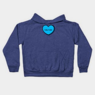 Pronoun She/Her Conversation Heart in Blue Kids Hoodie